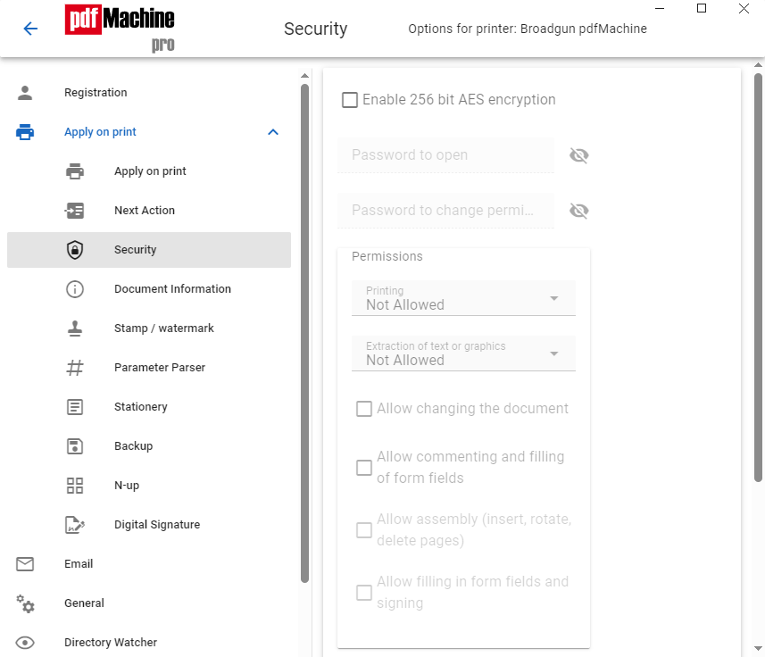 pdfMachine security