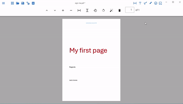 Sign and initial a PDF from image list